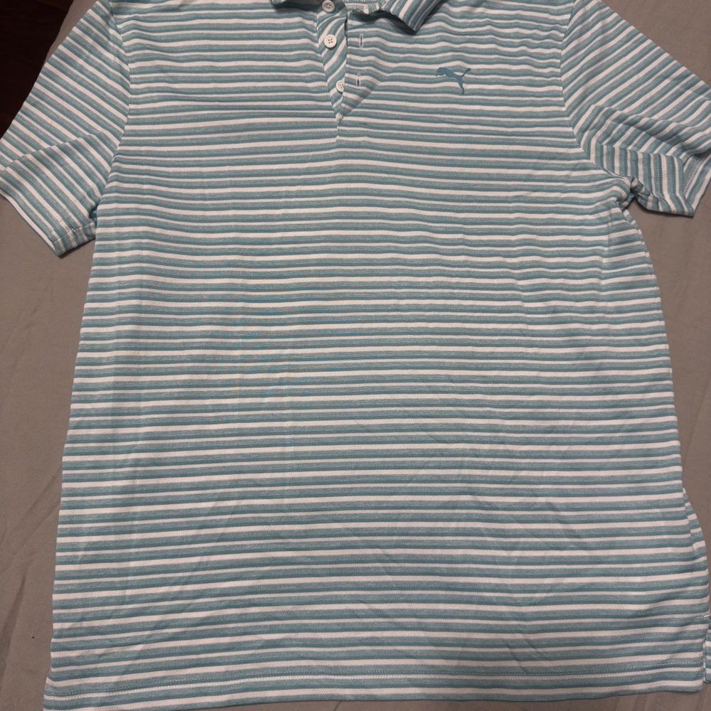 Puma Light Blue Striped Polo Shirt